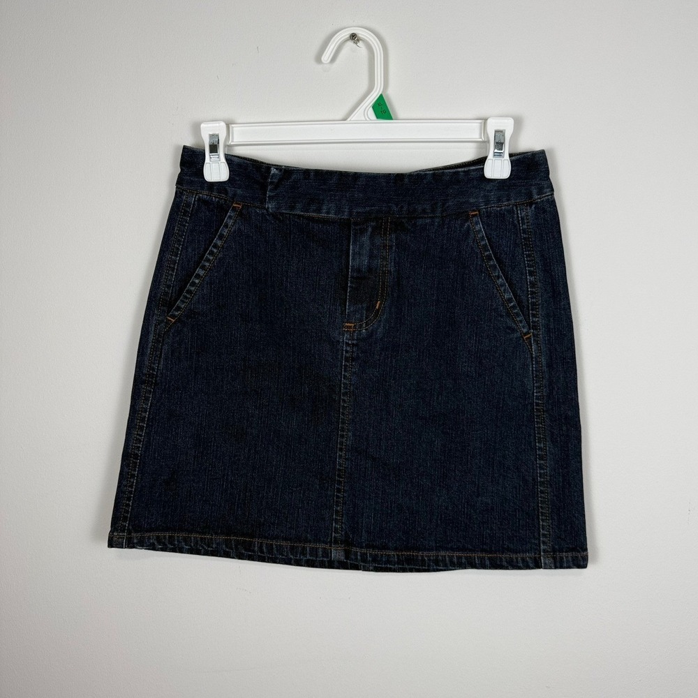 VTG Y2K Jacob Connexion Dark‎ Wash Denim Mini Skirt Stretch Cotton 3/4 Indigo